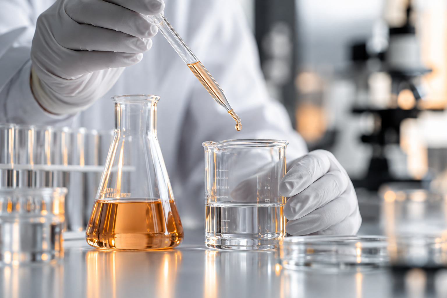 Conceptual healthcare packaging with laboratory glassware